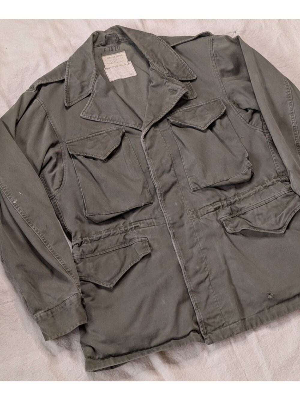 Vintage US Military M-1950 Field Jacket Heavy Cargo Cotton Canvas Olive Drab SM